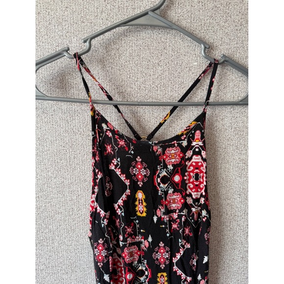 Material Girl Maxi Dress Black Boho Tribal Print Spaghetti Strap CrissCross Back - Picture 3 of 9